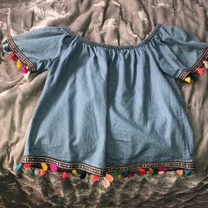 Off the shoulder tassel top